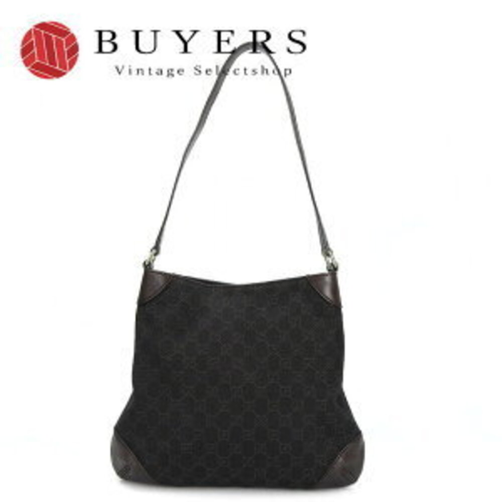Gucci Webbing Shoulder Black Leather Shelly GG Bag Canvas